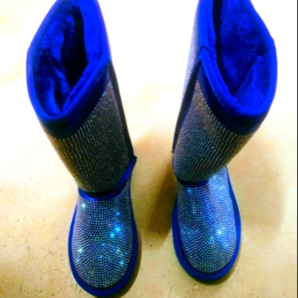blue rhinestone boots